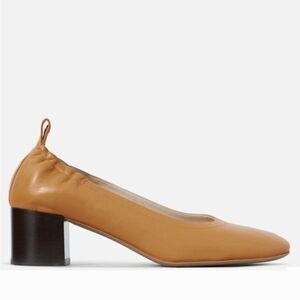 Everlane Mustard Yellow Leather Block Heels
